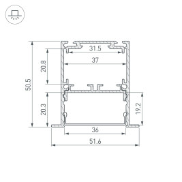 Профиль встраиваемый Arlight SL-Linia52-3L-F-2000 Anod 044682
