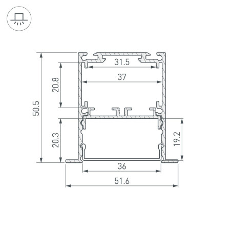 Профиль встраиваемый Arlight SL-Linia52-3L-F-2000 Anod 044682