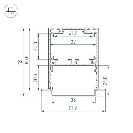 Профиль встраиваемый Arlight SL-Linia52-3L-F-2000 Anod 044682