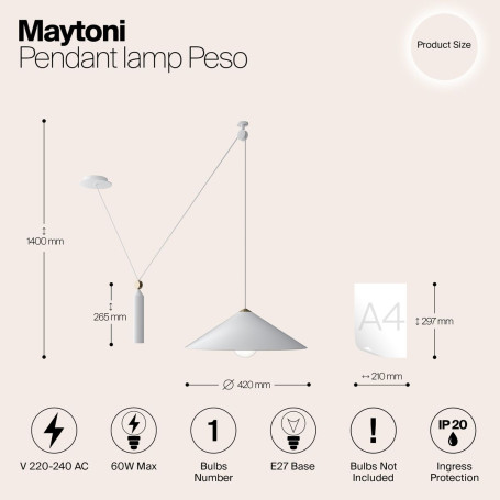 Подвесной светильник Maytoni Technical Peso P080PL-01W