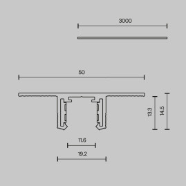 Шинопровод 3м Exility X встраиваемый под ГКЛ 12,5мм Maytoni Technical EXILITY X Busbar trunkings Exility X TRX239-423.12B