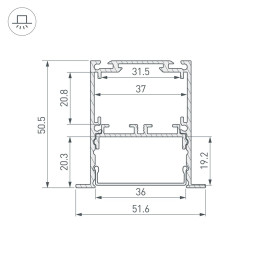 Профиль встраиваемый Arlight SL-Linia52-3L-F-2000 Anod Black 044685
