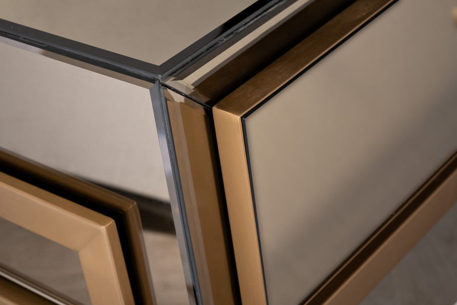 Консоль с 2мя ящиками зеркальная бронза/золото