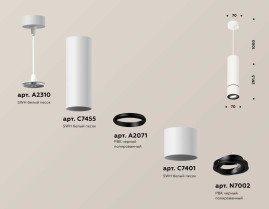 Комплект подвесного светильника Ambrella light Techno Spot XP7401045 SWH/PBK белый песок/черный полированный (A2310, C7455, A2071, C7401, N7002)