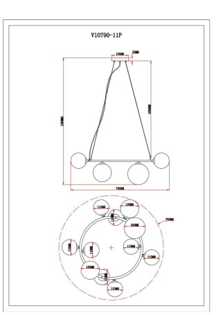 Подвесная люстра Moderli Renny V10790-11P