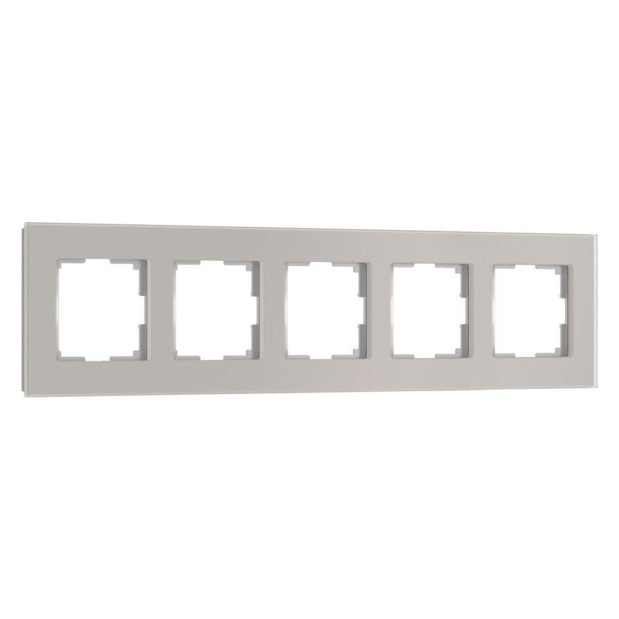 Рамка Werkel Senso на 5 постов дымчатый стекло soft-touch W0053117 4690389214301