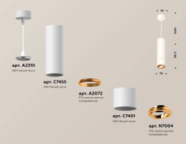 Комплект подвесного светильника Ambrella light Techno Spot XP7401050 SWH/PYG белый песок/золото желтое полированное (A2310,C7455,A2072,C7401,N7004)