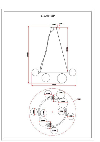 Подвесная люстра Moderli Renny V10797-11P