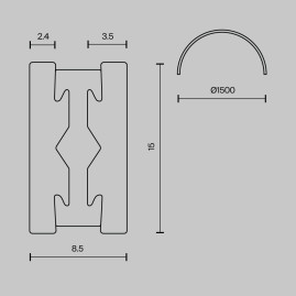 Шинопровод круглый из полукругов 1500мм Maytoni Technical FLARITY Busbar trunkings Flarity TRX154-2SR-D1500-BS