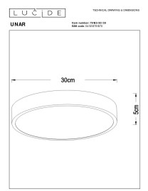 Потолочный светодиодный светильник Lucide Unar 79185/30/30