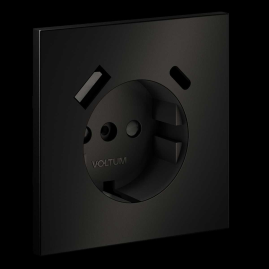 Накладка для розетки с заземлением и защитными шторками, с USB A+C, S70 Metal (антрацит) Voltum VLSM001012