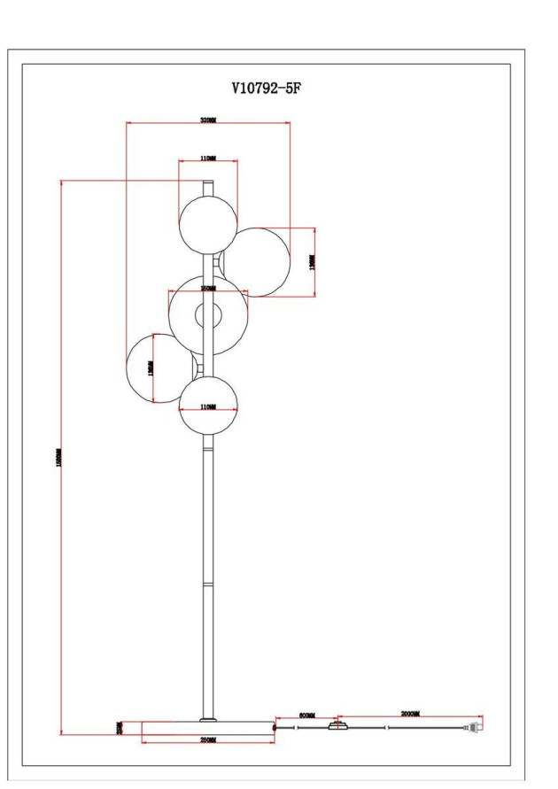Торшер Moderli Renny V10792-5F