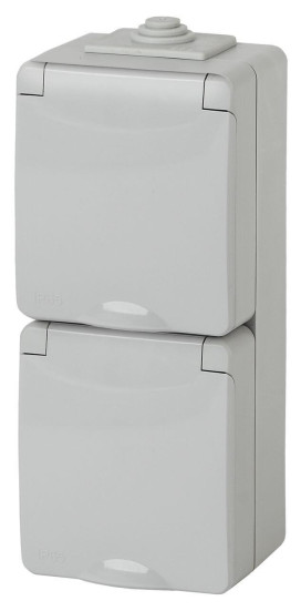 Розетка ЭРА Эксперт 2х2P E IP65 со шторками 16A 250V 11-2608-03 Б0036003