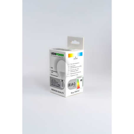 Светодиодная лампа LEDS POWER P45 E14 6Вт 4000К 006727