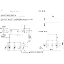 Подвесная люстра Crystal Lux Nicolas SP8 L1000 Gold/White