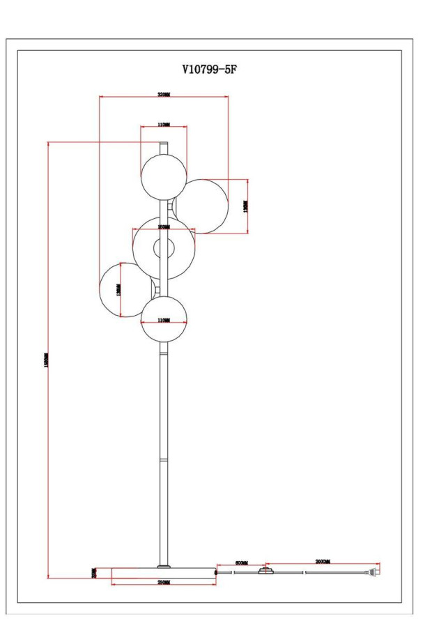 Торшер Moderli Renny V10799-5F