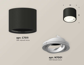 Комплект накладного светильника Ambrella light Techno Spot XS7511001 SBK/SWH черный песок/белый песок (C7511, N7001)