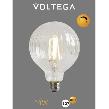Лампа светодиодная филаментная Voltega 271 E27 4W 2200K прозрачная 8575