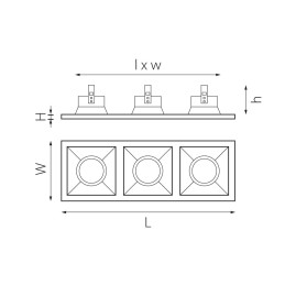 Комплект из светильников и рамки Lightstar Domino Quadro (214536+214507+214506+214507) D536070607