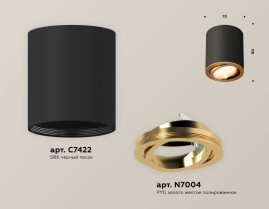 Комплект накладного поворотного светильника Ambrella light XS7422003 SBK/PYG черный песок/золото желтое полированное (C7422, N7004)