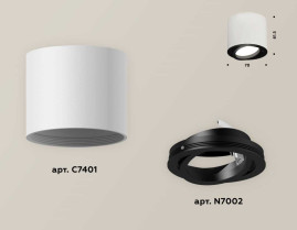 Комплект накладного светильника Ambrella light Techno Spot XS7401002 SWH/PBK белый песок/черный полированный (C7401, N7002)