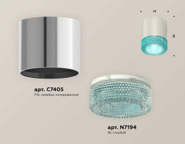Комплект накладного светильника Ambrella light Techno Spot XS7405005 PSL/BL серебро полированное/голубой (C7405, N7194)