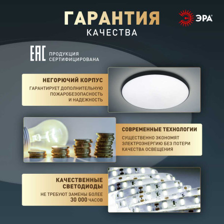 Светильник потолочный светодиодный ЭРА Классик без ДУ SPB-6 Slim Base BK 36W-5K 5000К Б0069773