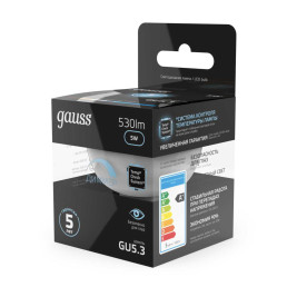 Лампа светодиодная Gauss GU5.3 5W 4100K матовая 101505205