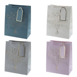 Пакет подарочный S (бумага 210г/м2, блок 12шт), L18 W10 H23 см, 4в.