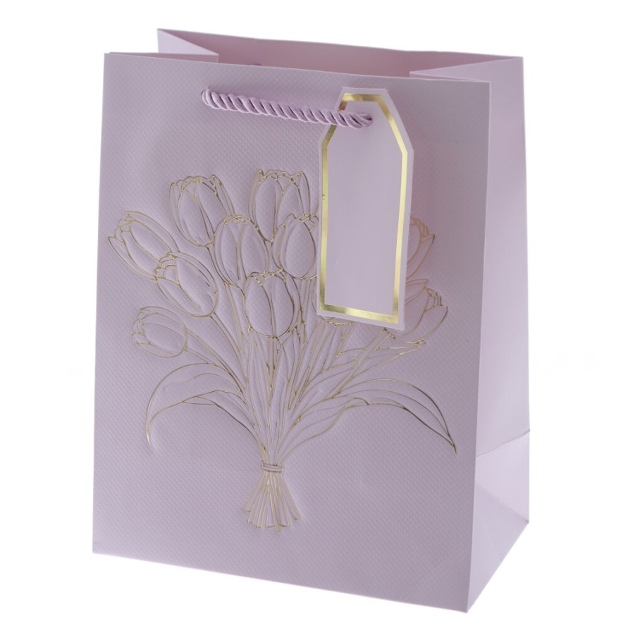 Пакет подарочный S (бумага 210г/м2, блок 12шт), L18 W10 H23 см, 4в.