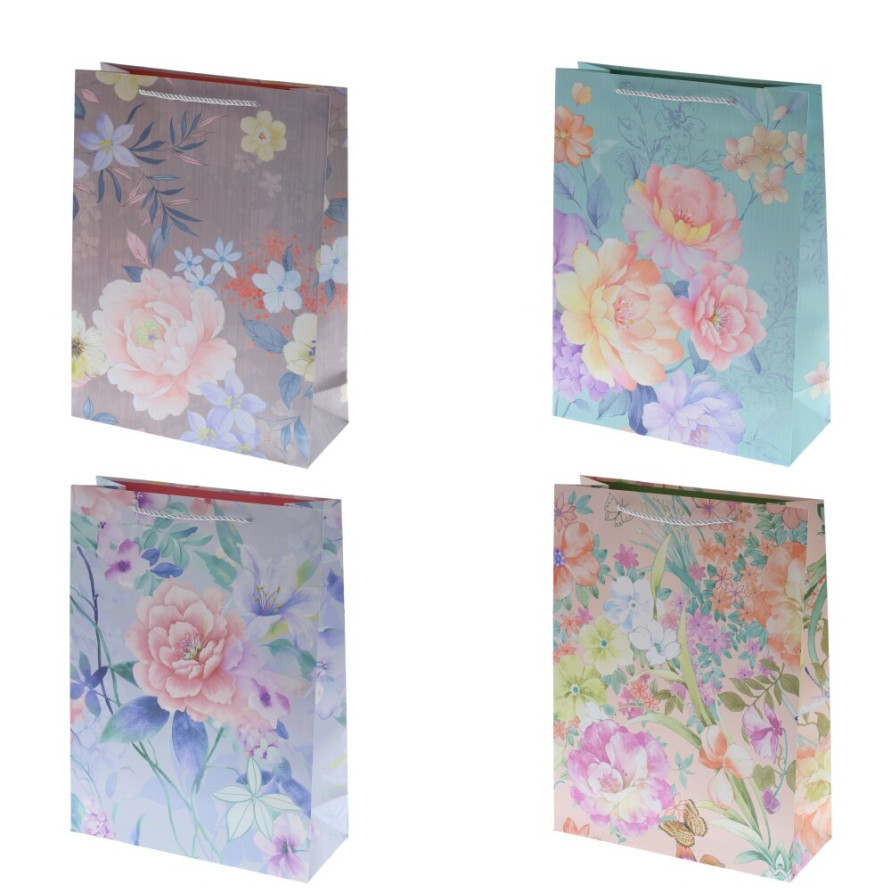 Пакет подарочный S (бумага 210г/м2, блок 12шт), L18 W10 H23 см, 4в.