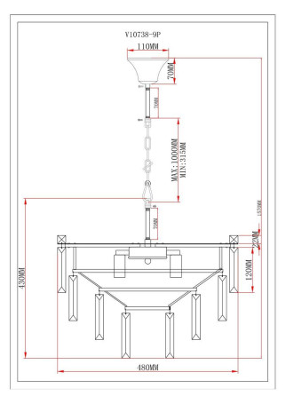 Подвесная люстра Moderli Crystal V10738-9P