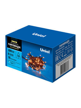 Светодиодная гирлянда Uniel 220V теплый белый UDL-S1000-200/DGA Warm White IP20 mini UL-00007190