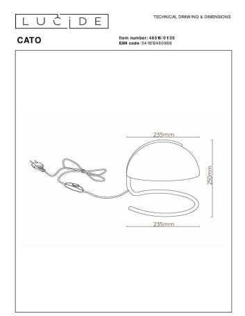 Настольная лампа Lucide Cato 46516/01/35