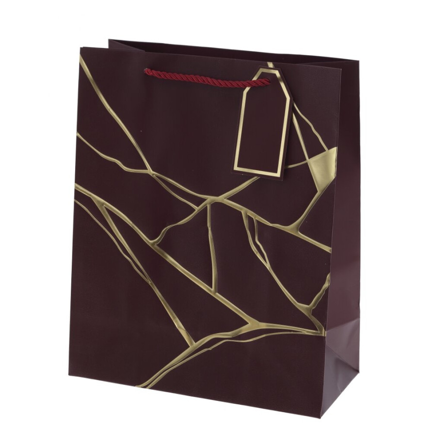 Пакет подарочный M (бумага 210г/м2, блок 12шт), L26 W12 H32 см, 4в.