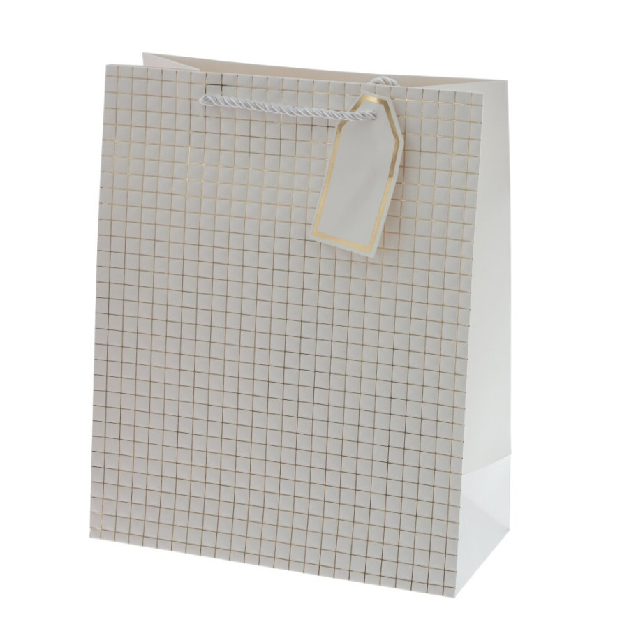 Пакет подарочный M (бумага 210г/м2, блок 12шт), L26 W12 H32 см, 4в.