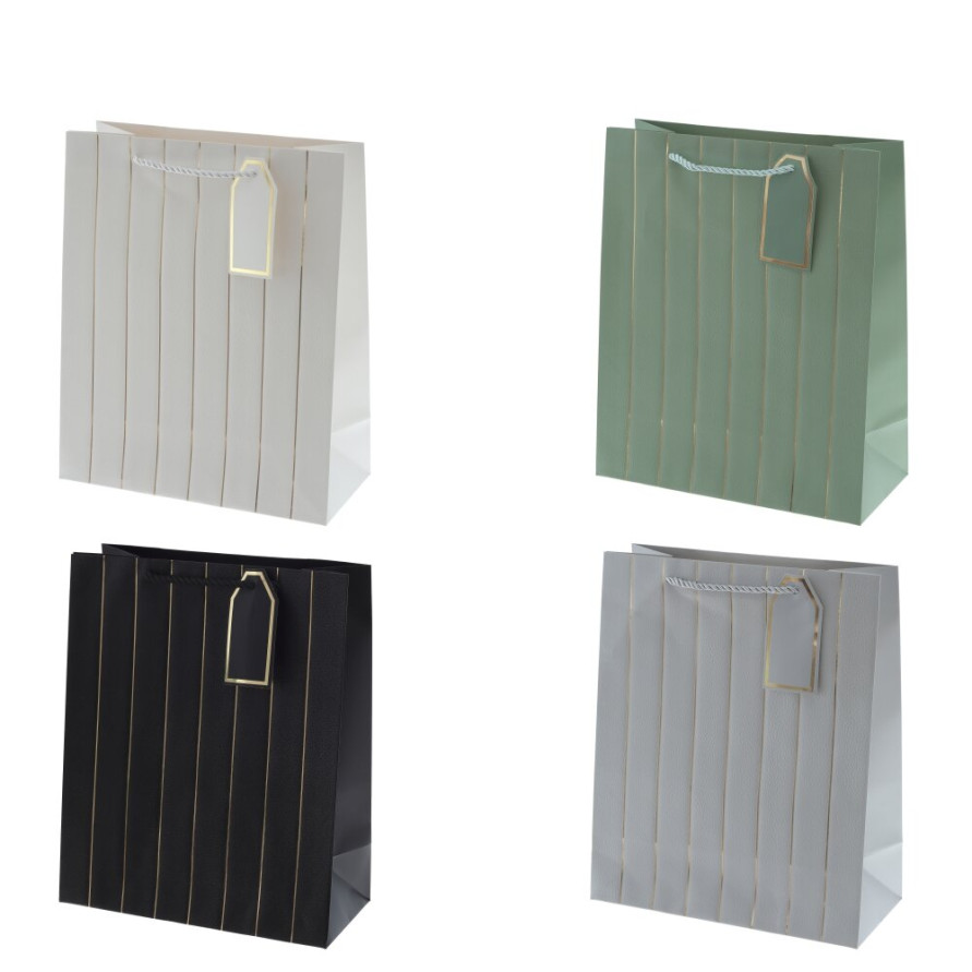 Пакет подарочный M (бумага 210г/м2, блок 12шт), L26 W12 H32 см, 4в.