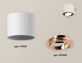 Комплект накладного светильника Ambrella light Techno Spot XS7401005 SWH/PPG белый песок/золото розовое полированное (C7401, N7005)