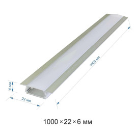 Профиль встраиваемый с рассеивателем серебро 1м.  Apeyron 08-06