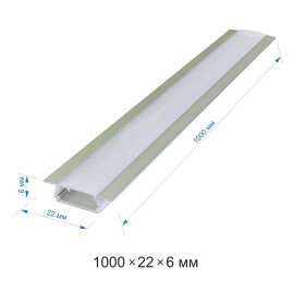 Профиль встраиваемый с рассеивателем серебро 1м.  Apeyron 08-06