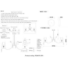 Подвесная люстра Crystal Lux Renata SP8 Gold