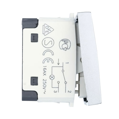 Переключатель LK Studio с двух мест, с индикатором 45х22,5мм (схема 6L) 16 A, 250 B (серебристый металлик) LK45 850403-1