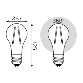 Лампа светодиодная филаментная Gauss E27 30W 2700K прозрачная 102902130