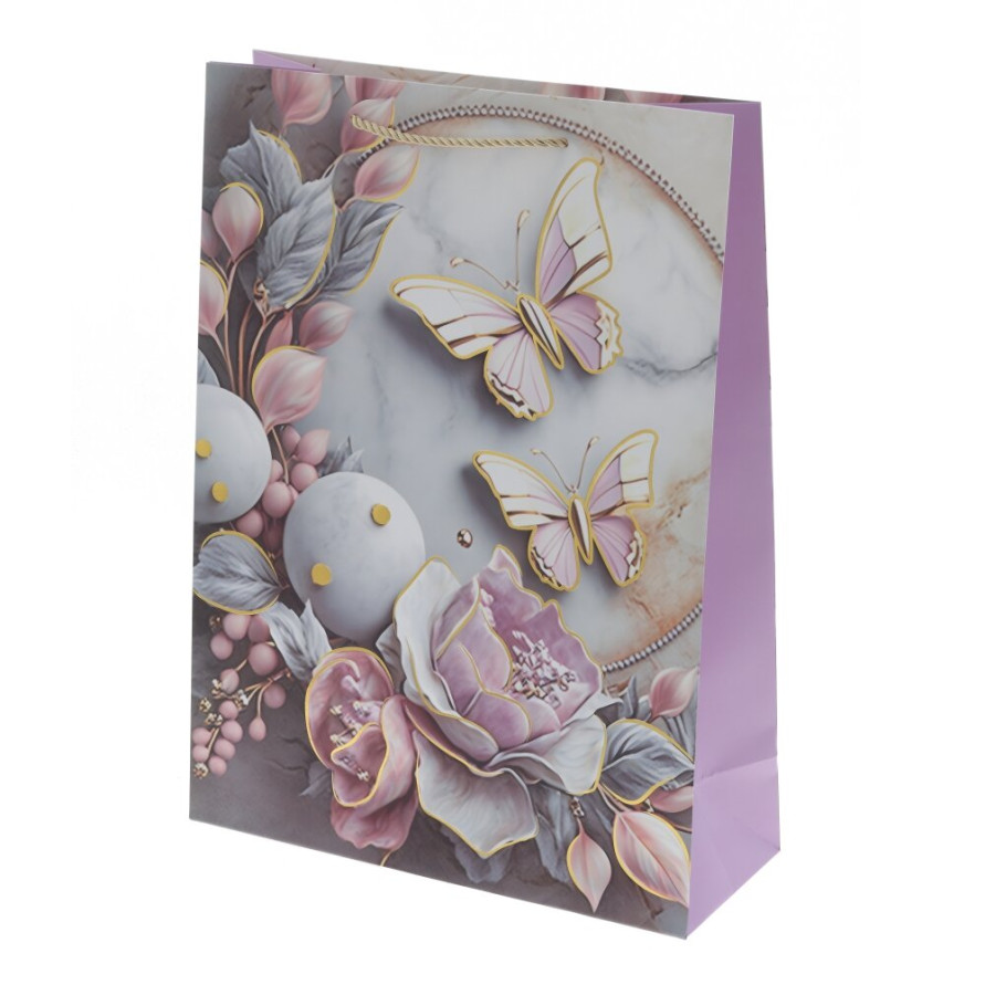 Пакет подарочный L (бумага 210г/м2, блок микс 12шт), L30 W12 H41,5 см, 4в.