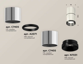 Комплект накладного светильника Ambrella light Techno Spot XS7405041 PSL/PBK серебро полированное/черный полированный (C7405, A2071, C7405, N7031)
