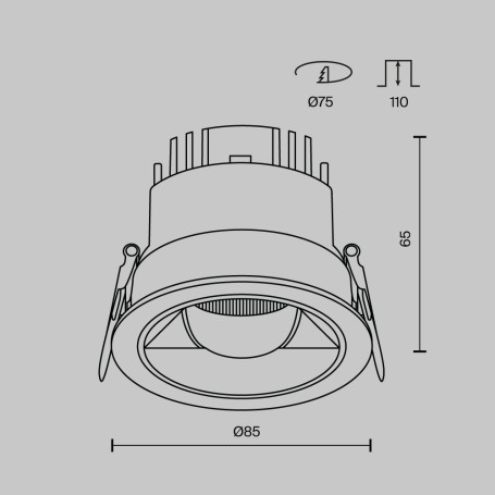 Встраиваемый светильник Maytoni Technical DL100-12W2.7-3-4K-RD-B