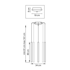 Комплект с подвесной люстрой Lightstar Tubo (574723+747443 (5шт) L5T747443