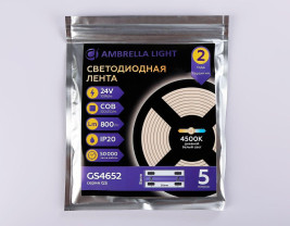 Светодиодная лента Ambrella Light 10W/m 320LED/m COB дневной белый 5M GS4652