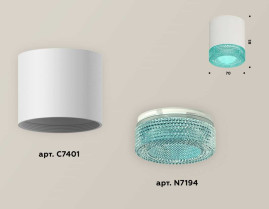 Комплект накладного светильника Ambrella light Techno Spot XS7401023 SWH/BL белый песок/голубой (C7401, N7194)
