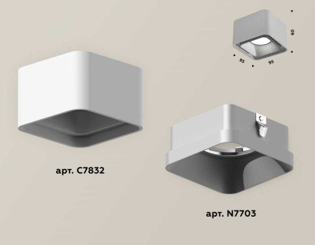 Комплект накладного светильника Ambrella light Techno Spot XS7832003 SWH/SSL белый песок/серебро песок (C7832, N7703)